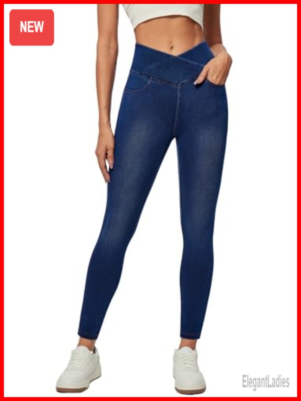 Stretchy High Waisted Skinny Jeggings with Pockets